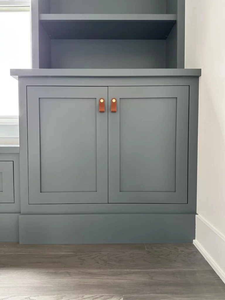 Light Blue Cabinets Leather Handle